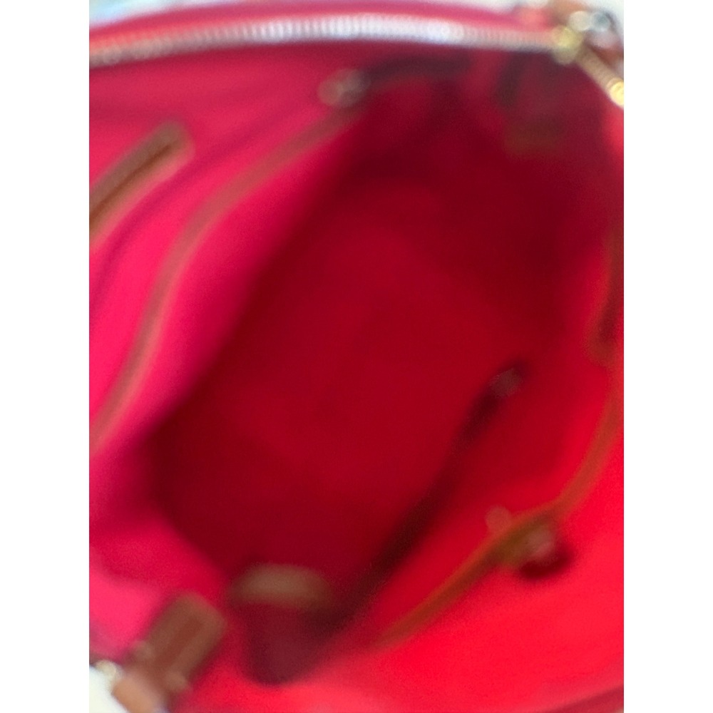 Dooney & Bourke Pebbled Leather Satchel + Wristlet Set Red/Tan Crossbody - Picture 6 of 10